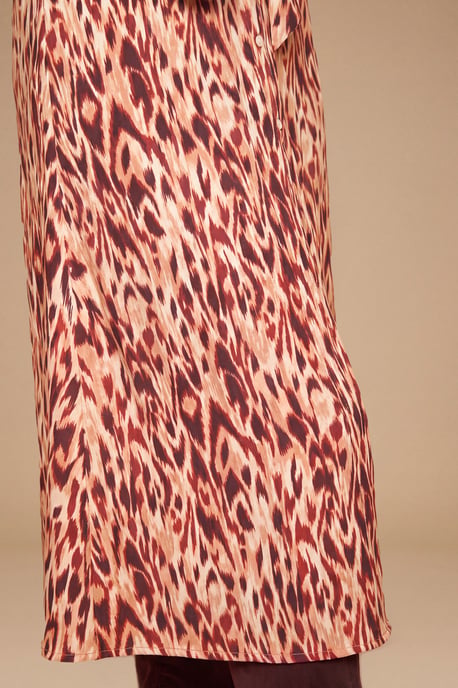 Petite Orange Animal Midi Shirt Dress - Image 4