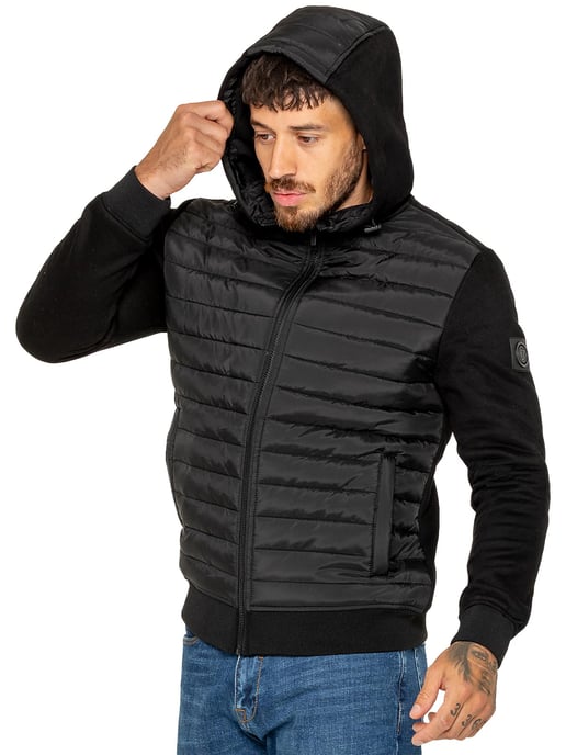 Enzo Milano | Mens Hooded Quilted Hybrid Jacket - Image 4