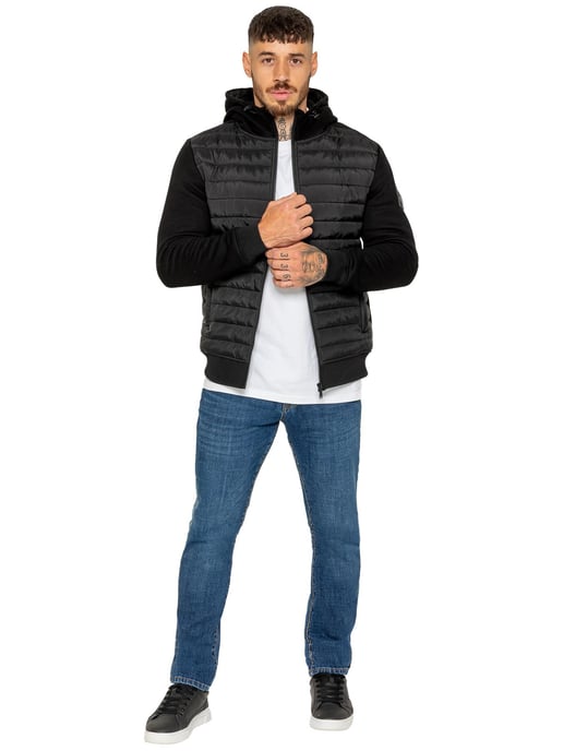 Enzo Milano | Mens Hooded Quilted Hybrid Jacket - Image 5
