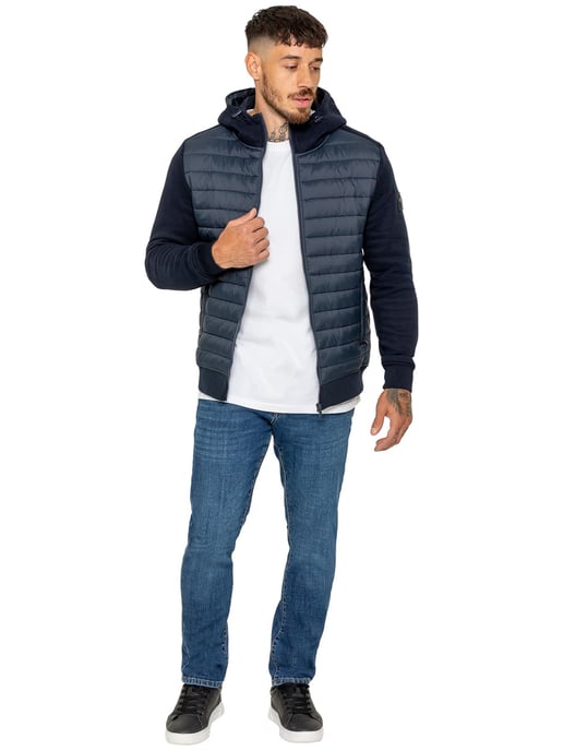 Enzo Milano | Mens Hooded Quilted Hybrid Jacket - Image 2