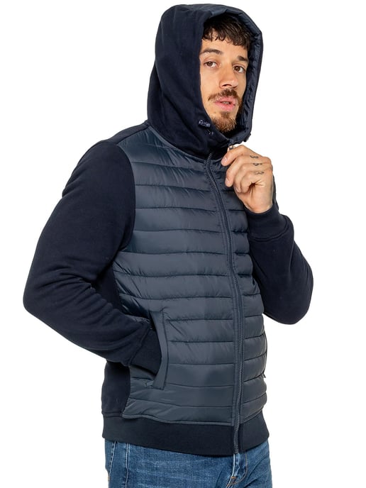 Enzo Milano | Mens Hooded Quilted Hybrid Jacket - Image 3