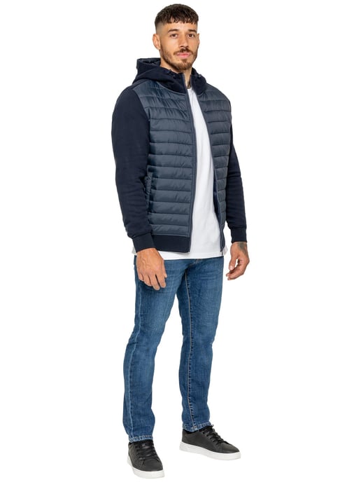 Enzo Milano | Mens Hooded Quilted Hybrid Jacket - Image 6