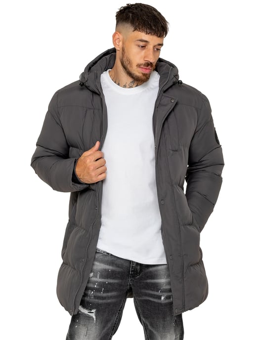 Enzo Milano | Mens Longline Padded Hooded Jacket - Image 1