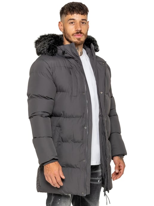 Enzo Milano | Mens Longline Padded Hooded Jacket - Image 2