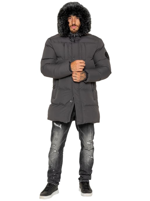 Enzo Milano | Mens Longline Padded Hooded Jacket - Image 5
