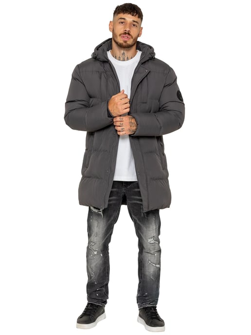 Enzo Milano | Mens Longline Padded Hooded Jacket - Image 6