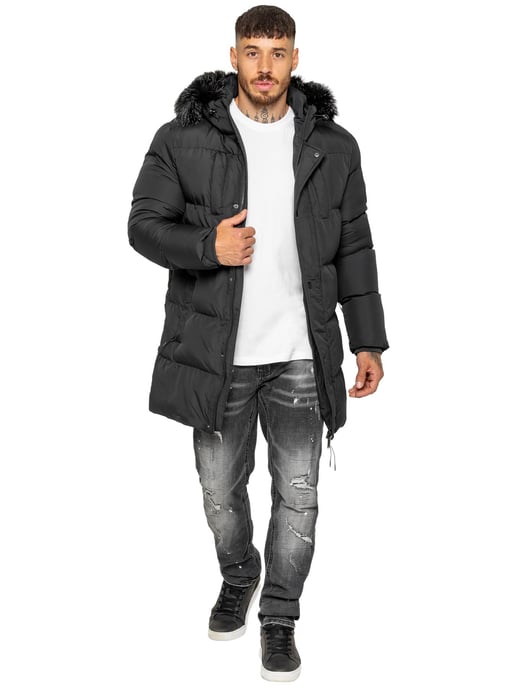 Enzo Milano | Mens Longline Padded Hooded Jacket - Image 5