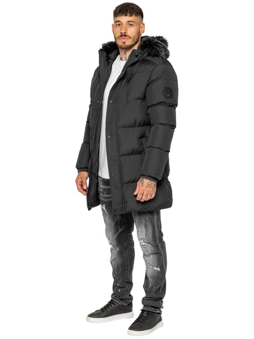 Enzo Milano | Mens Longline Padded Hooded Jacket - Image 6