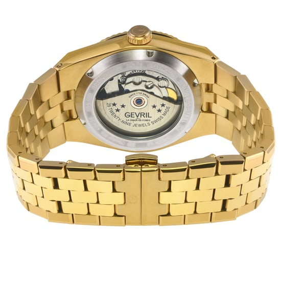 Gevril Men's Pier 17 Swiss Automatic SA100 IPYG Case, White Embossed Dial, SS/ IPYG 316L Stainless Steel Bracelet. - Image 2