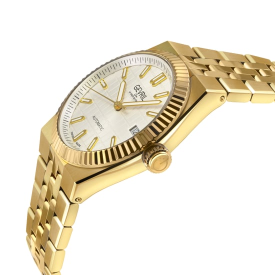 Gevril Men's Pier 17 Swiss Automatic SA100 IPYG Case, White Embossed Dial, SS/ IPYG 316L Stainless Steel Bracelet. - Image 3