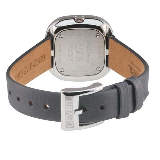 Gevril Women's Infinita Swiss Diamond Watch White MOP Dial, Gray Handmade Italian Leather Strap - Image 2