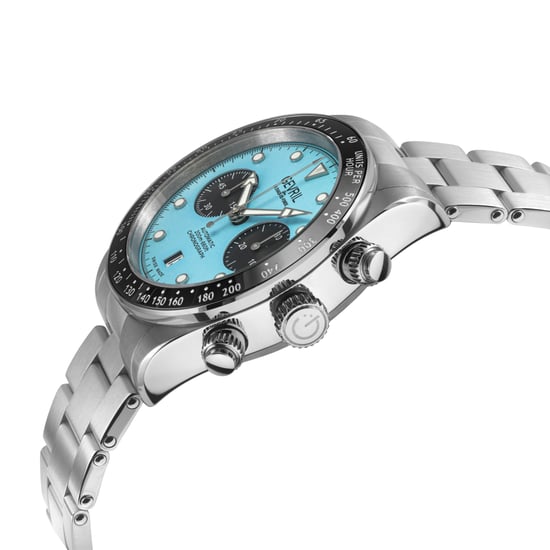 Gevril Men's Barclay Swiss Automatic Chronograph Movement, ETA 7753, Blue Matt Dial, 316L Stainless Steel Bracelet - Image 3