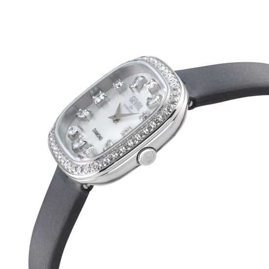 Gevril Women's Infinita Swiss Diamond Watch White MOP Dial, Gray Handmade Italian Leather Strap - Image 3