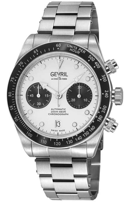 Gevril Men's Barclay Swiss Automatic Chronograph Movement ETA 7753 White Matt Dial - Image 1