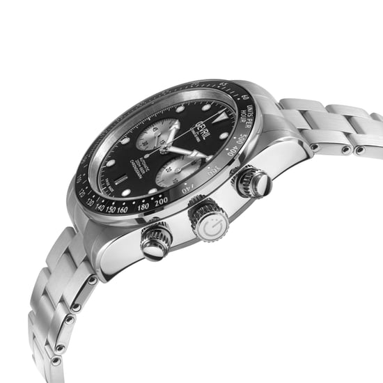 Gevril Men's Barclay Swiss Automatic Chronograph Movement, ETA 7753 Black Matt Dial, 316L Stainless Steel Bracelet - Image 3