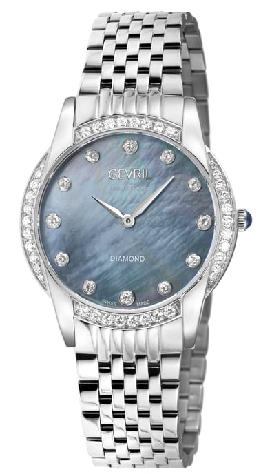 Gevril Women's Airolo Swiss Diamond Black MOP Dial Diamond Case Watch - Image 1