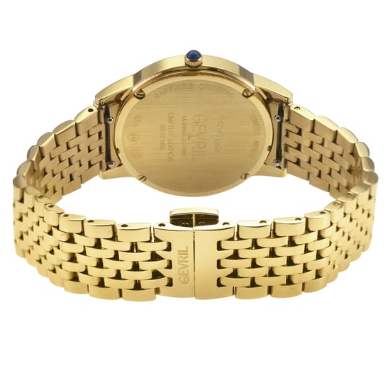 Gevril Women's Airolo Swiss Diamond Watch White MOP Dial IPYG Diamond Case IPYG Bracelet - Image 3