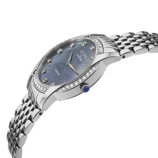 Gevril Women's Airolo Swiss Diamond Black MOP Dial Diamond Case Watch - Image 2