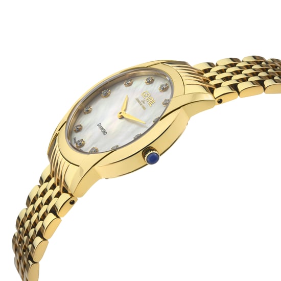 Gevril Women's Airolo Swiss Diamond Watch White MOP Dial 316L Stainless Steel IPYG Bracelet - Image 2