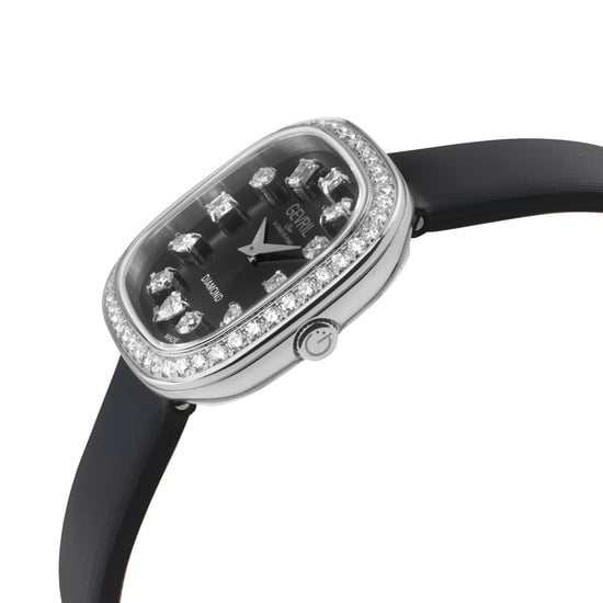 Gevril Women's Infinita Swiss Diamond Watch Black Dial, Black Handmade Italian Leather Strap - Image 3