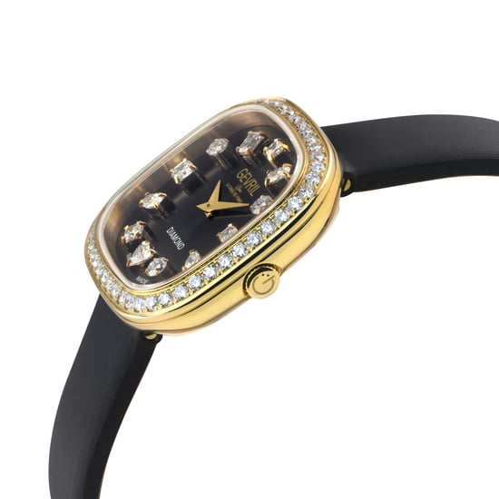Gevril Women's Infinita Swiss Diamond Watch Black Dial, Black Handmade Italian Leather Strap - Image 3