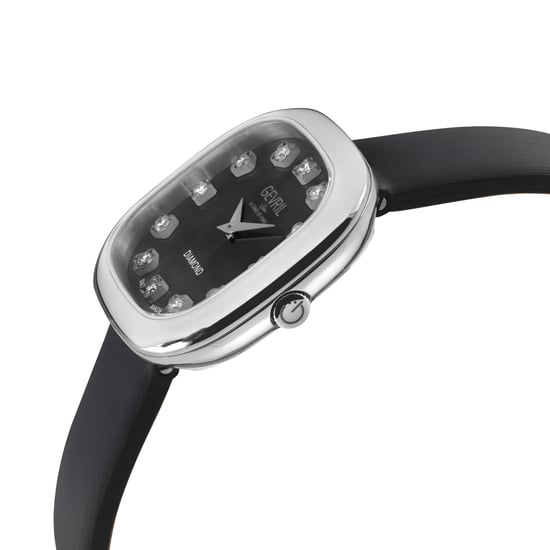 Gevril Women's Infinita Swiss Diamond Watch Black Handmade Italian Leather Strap - Image 3