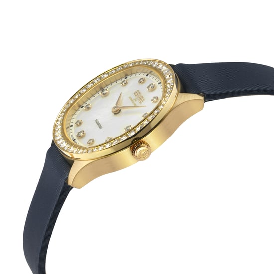 Gevril Women's Morcote Swiss Diamond Watch White MOP, Blue Handmade Italian Leather Strap - Image 3