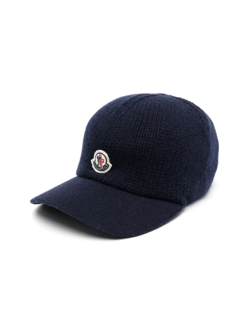 Baseballpet van gebreide scheerwol met logo-patch - Image 1