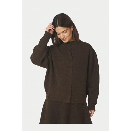 Neo Noir dione fluffy knit cardigan 168537 205 brown melange - Image 4