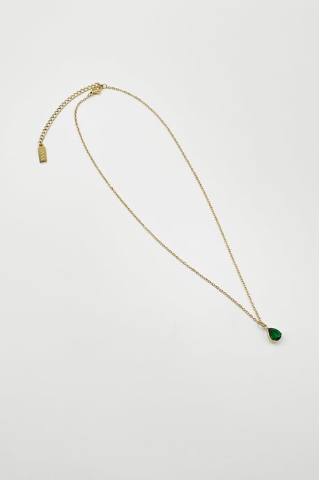 Rhinestone Teardrop Pendant Necklace in Green - Gift Boxed - Image 3