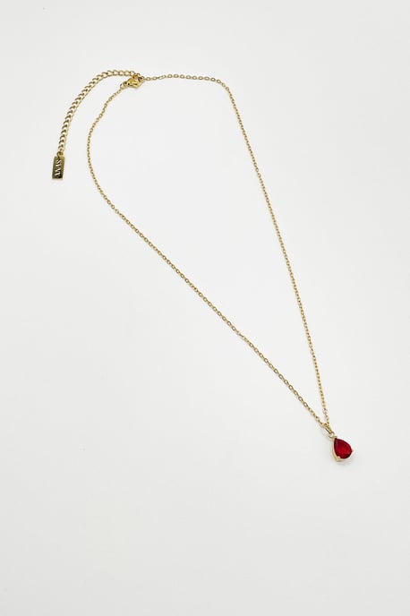 Rhinestone Teardrop Pendant Necklace in Red - Gift Boxed - Image 3