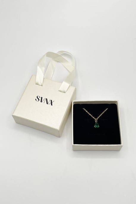 Rhinestone Teardrop Pendant Necklace in Green - Gift Boxed - Image 6