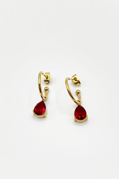 Rhinestone Teardrop Necklace & Earrings Set in Red - Gift Boxed - Image 5