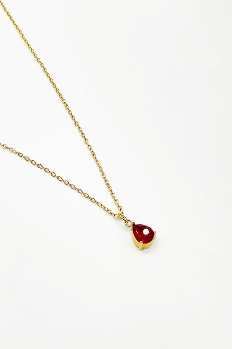 Rhinestone Teardrop Necklace & Earrings Set in Red - Gift Boxed - Image 6