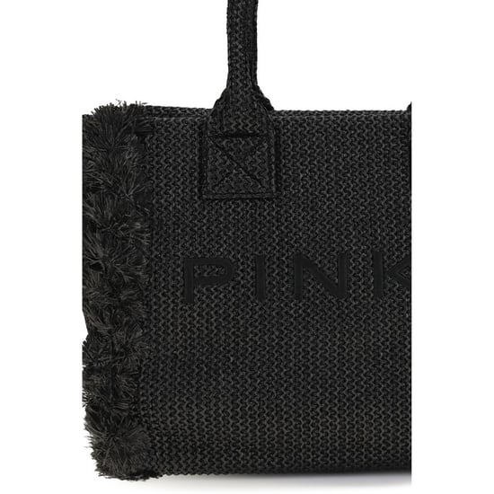 PINKO Zwarte Raffia Schoudertas - Image 4