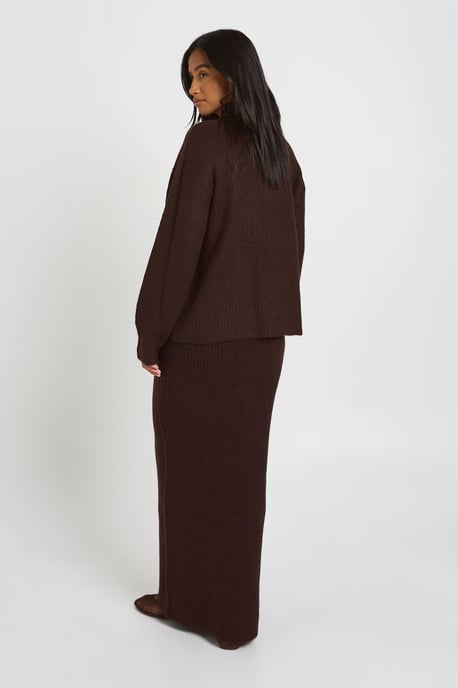 Petite Chunky Knit Zip Neck Jumper and Maxi Skirt Co-Ord - Image 2