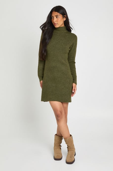 Tall High Neck Super Soft Knitted Mini Dress - Image 3
