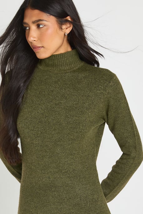 Tall High Neck Super Soft Knitted Mini Dress - Image 4