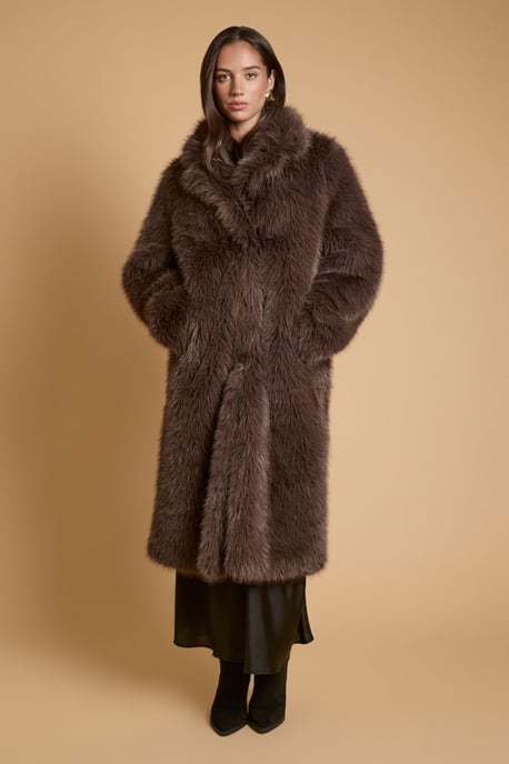 Faux Fur Midi Coat - Image 1