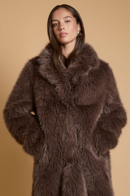 Faux Fur Midi Coat - Image 4