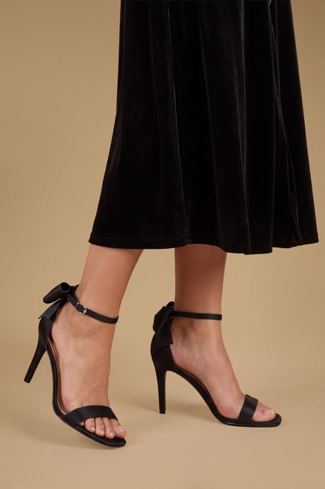 Dovile Satin Bow Back High Heel Stiletto Sandals - Image 1