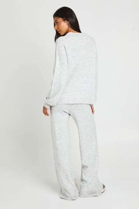 Tall Super Soft V Neck Collared Knitted Jumper and Straight Leg Trouser Co-Ord - Image 2