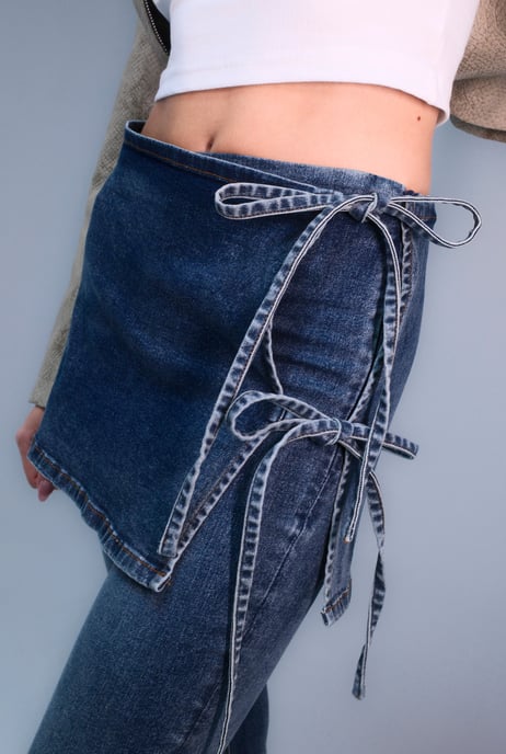 Mid Waist Skirt Over Flare Jeans - Image 4
