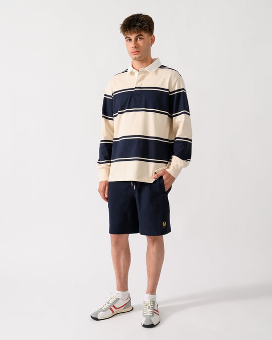 Regular Fit Long Sleeve Polo Shirt in Navy - Image 4