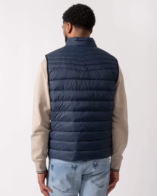 Slim Fit Sleeveless Gilet in Dark Blue - Image 2