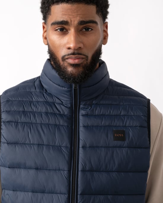 Slim Fit Sleeveless Gilet in Dark Blue - Image 3