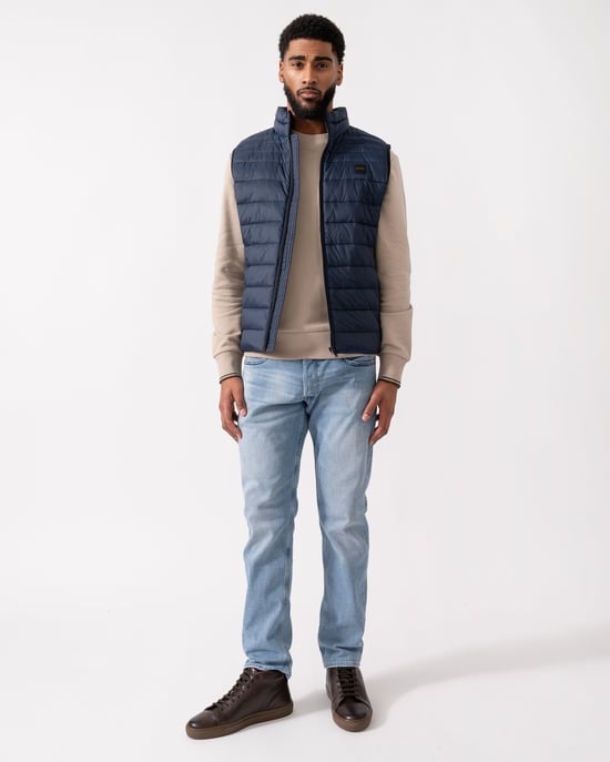 Slim Fit Sleeveless Gilet in Dark Blue - Image 4