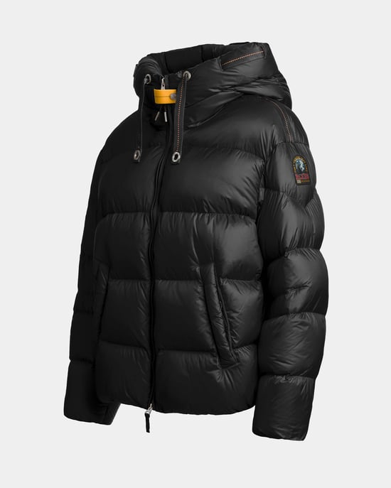 Long Sleeve Adjustable Drawstring Padded Jacket in Black - Image 2