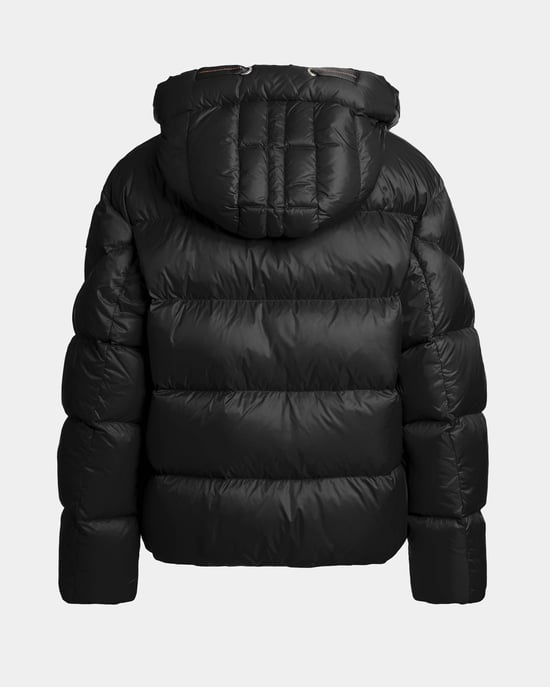 Long Sleeve Adjustable Drawstring Padded Jacket in Black - Image 3