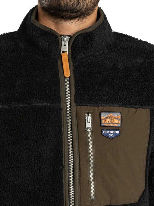 Superdry Vintage Retro Fleecejack Met Volledige Ritssluiting, Zwart - Image 5